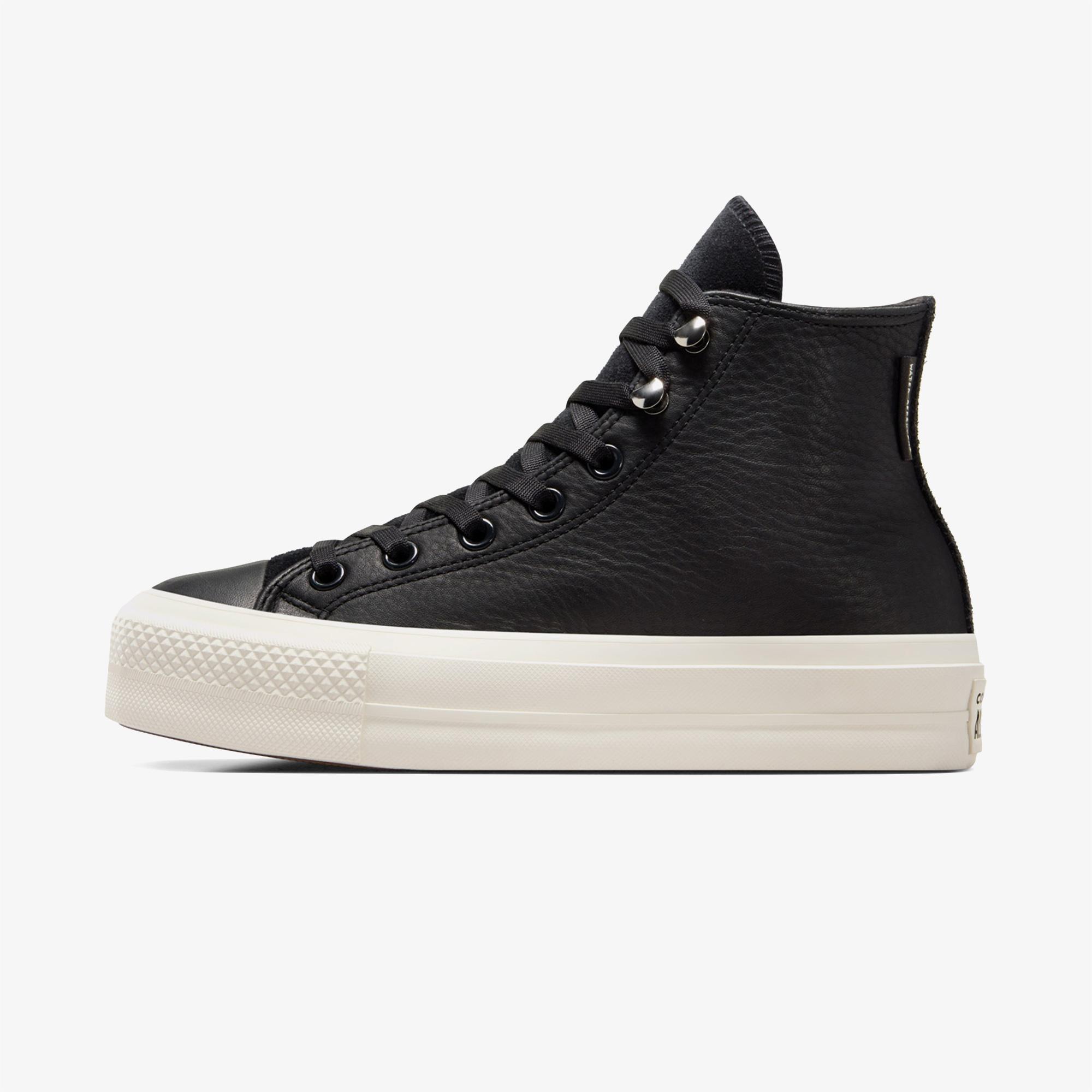 Converse Chuck Taylor All Star Lift Kadın Siyah Deri Platform Bot