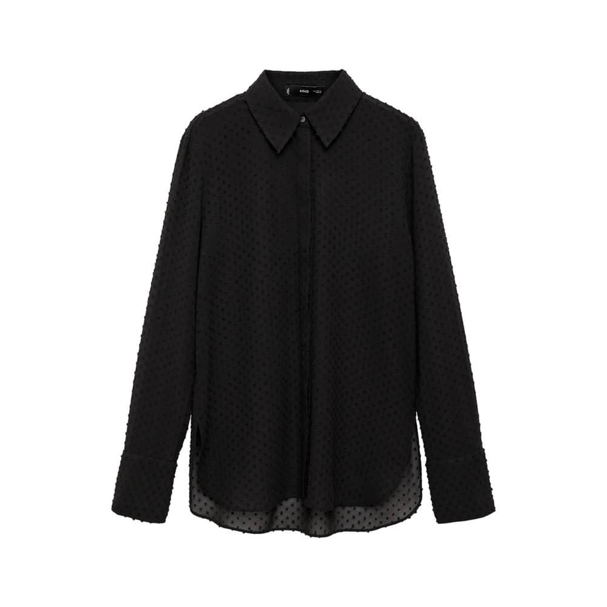 Mango Kadın Gizli Düğmeli Plumeti Gömlek Siyah