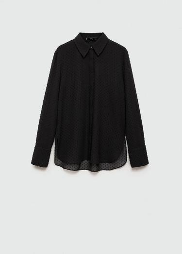  Mango Kadın Gizli Düğmeli Plumeti Gömlek Siyah