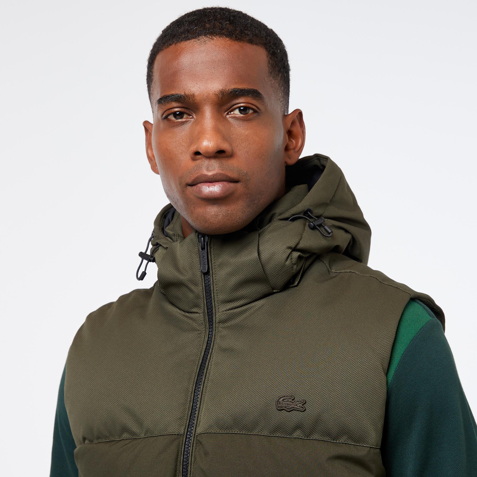 Erkek Kapüşonlu Koyu Yeşil Şişme Yelek