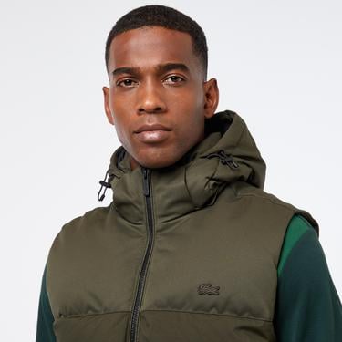  Erkek Kapüşonlu Koyu Yeşil Şişme Yelek