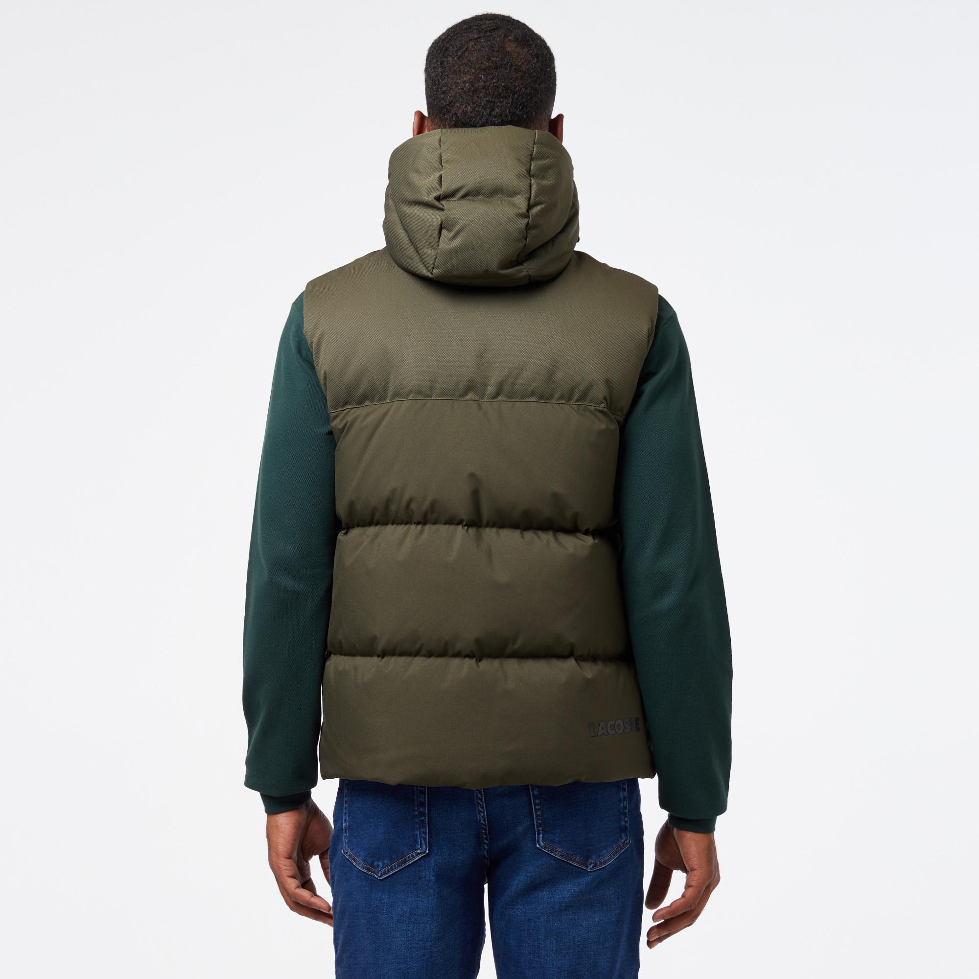 Erkek Kapüşonlu Koyu Yeşil Şişme Yelek