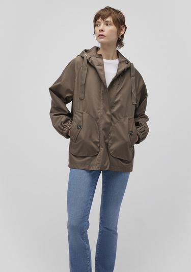  Mavi Kapüşonlu Kahverengi Ceket Loose Fit / Bol Rahat Kesim 1110014-82046