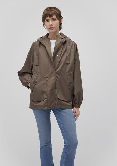  Mavi Kapüşonlu Kahverengi Ceket Loose Fit / Bol Rahat Kesim 1110014-82046