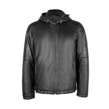  Alanzo Siyah Erkek Çift Taraflı Deri Bomber Ceket