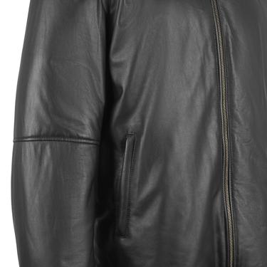  Alanzo Siyah Erkek Çift Taraflı Deri Bomber Ceket