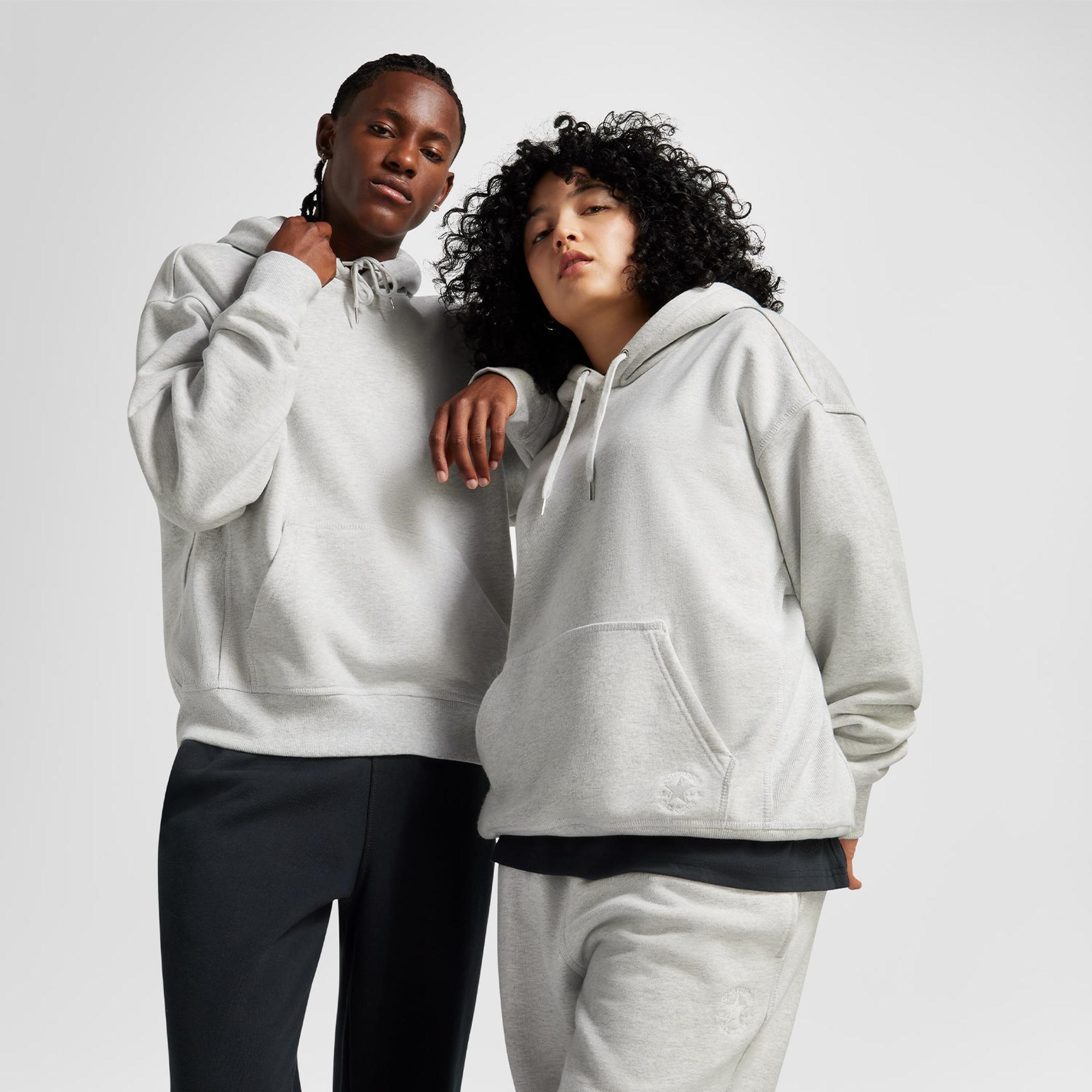 Converse Unisex Loose Fit Gri Hoodie
