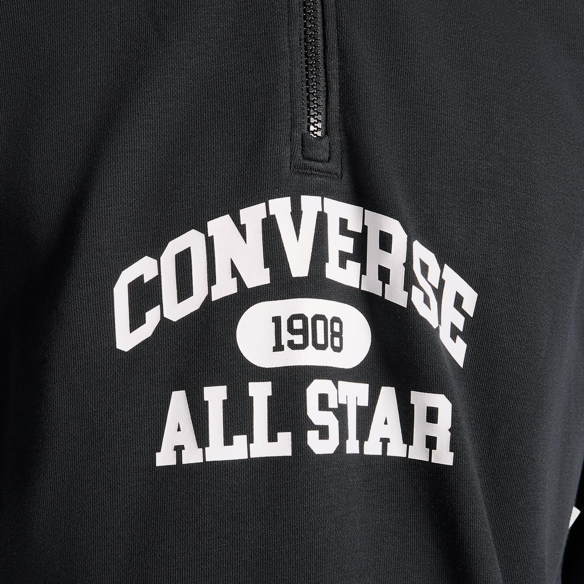 Converse Erkek Yarım Fermuarlı Siyah Sweatshirt