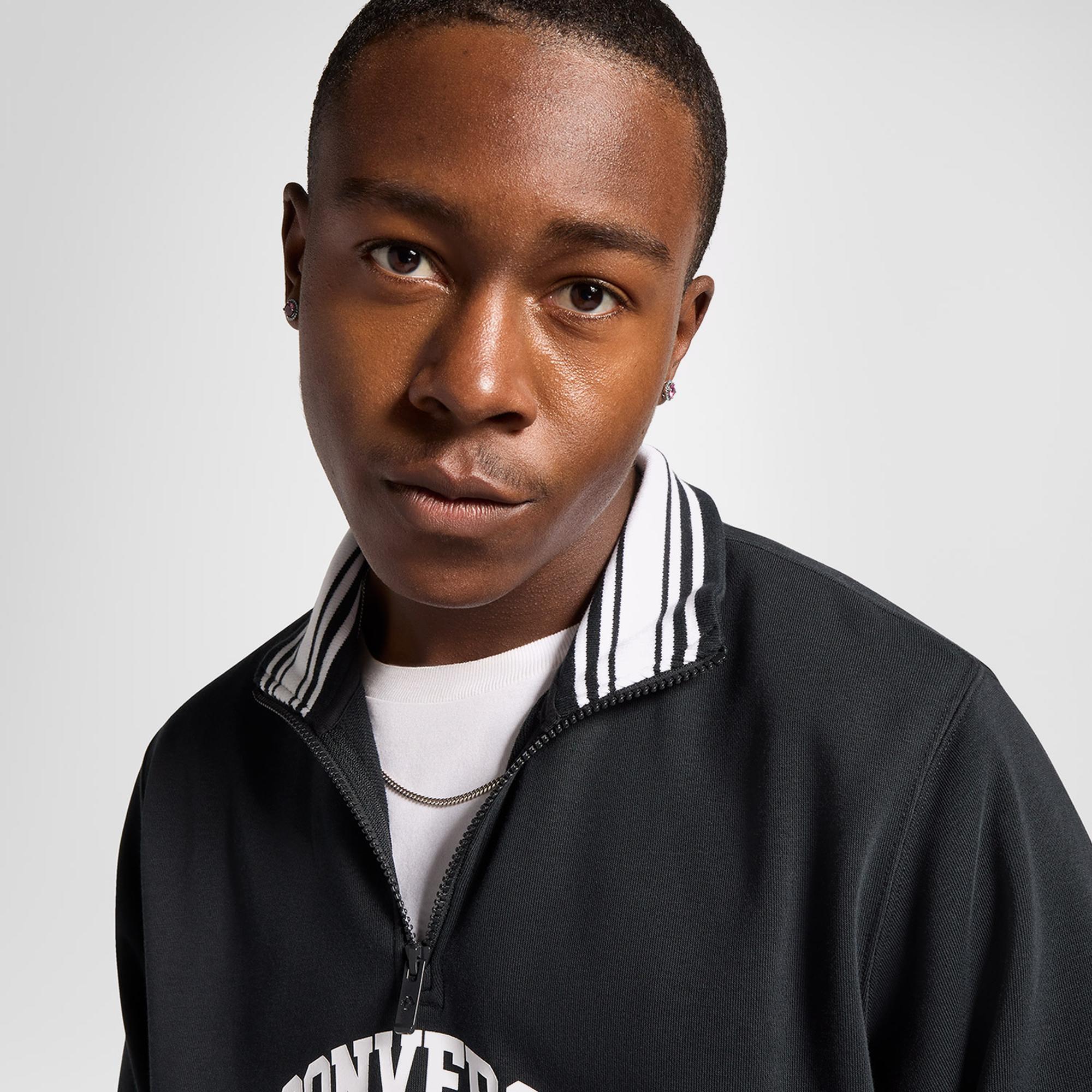 Converse Erkek Yarım Fermuarlı Siyah Sweatshirt