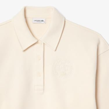  Kadın Relaxed Fit Polo Yaka Krem Sweatshirt