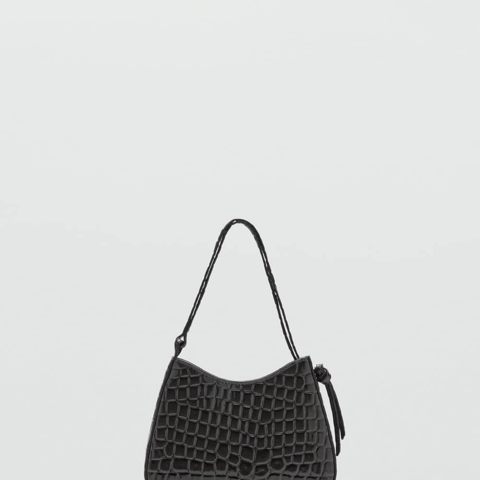 Mango Kadın Rugan Timsah Derisi Görünümlü Çanta Gri