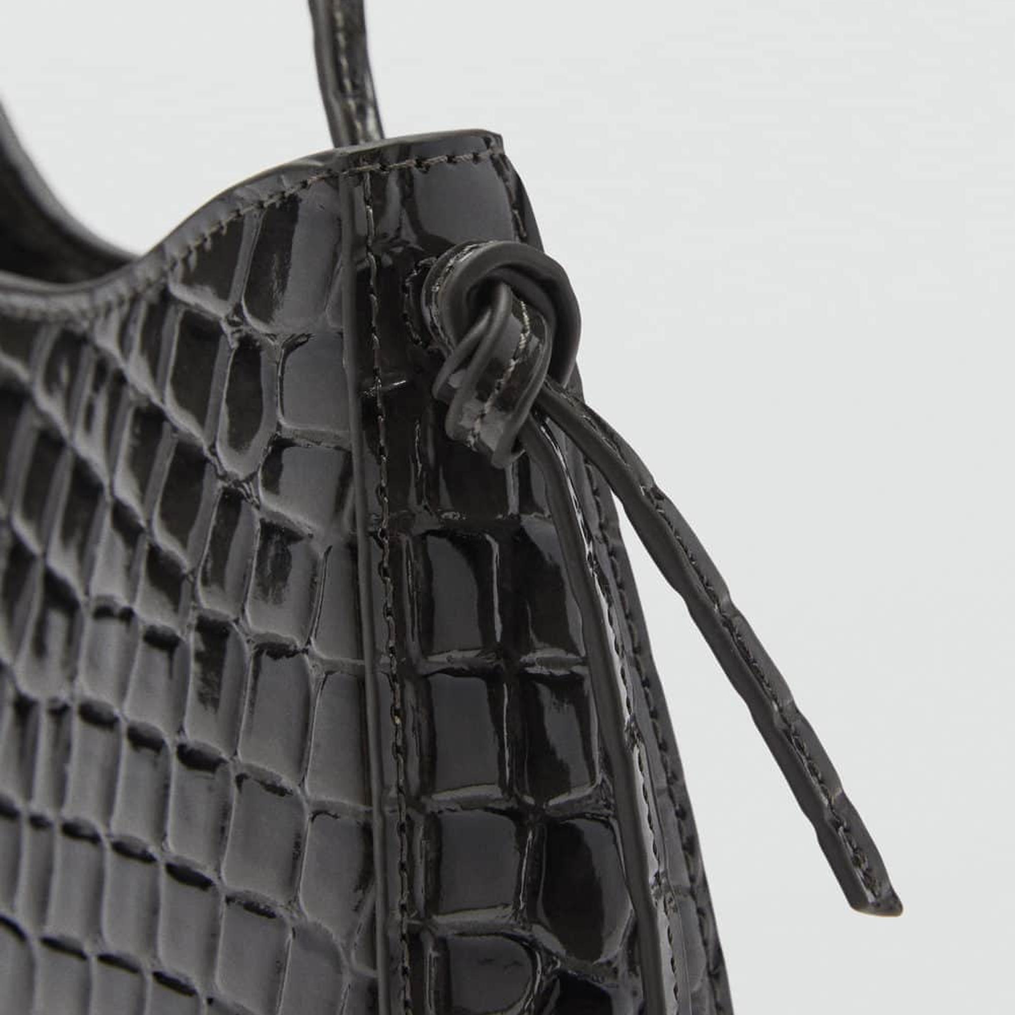 Mango Kadın Rugan Timsah Derisi Görünümlü Çanta Gri