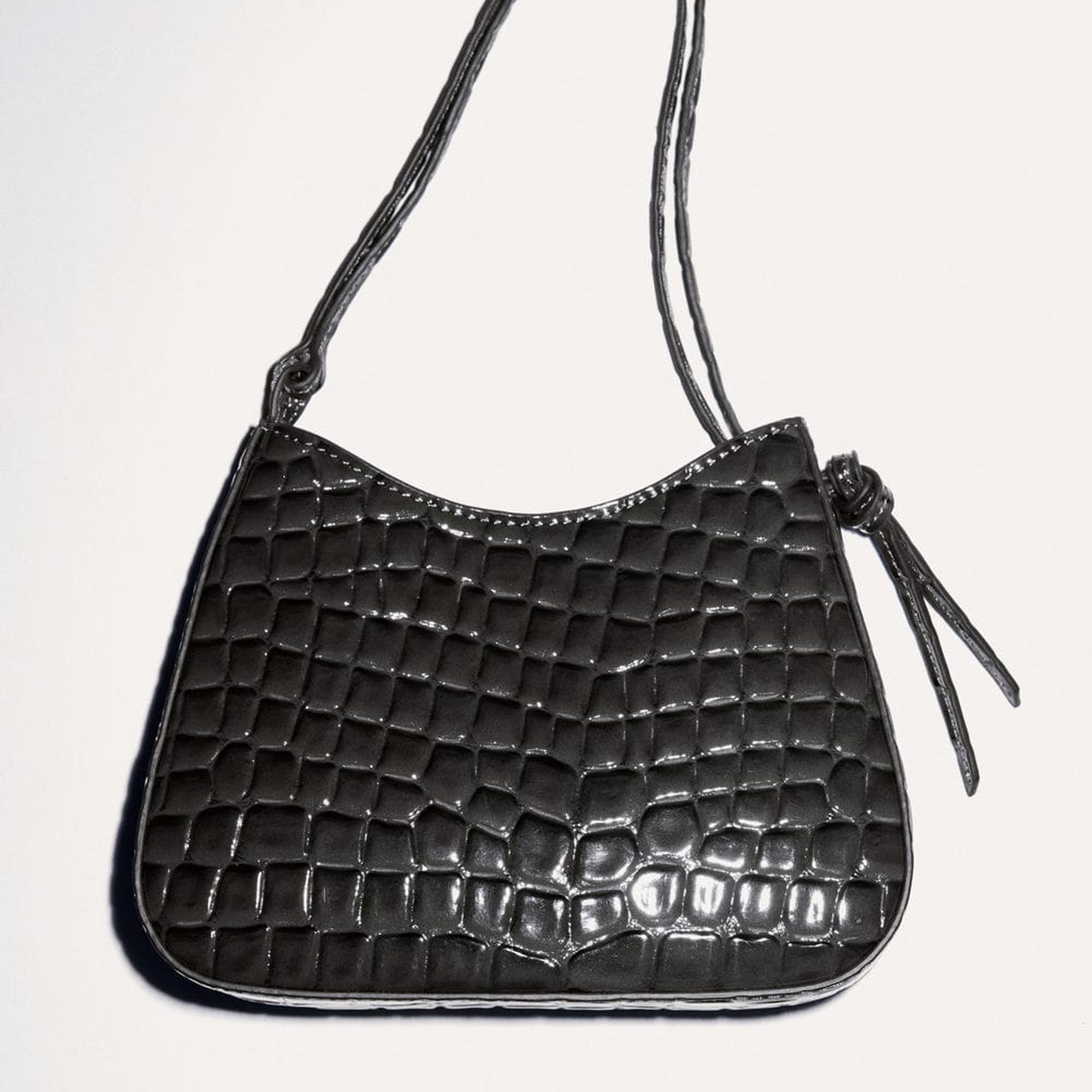 Mango Kadın Rugan Timsah Derisi Görünümlü Çanta Gri