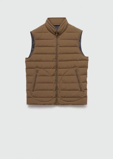  Mango Erkek Tüy Dolgulu Kapitone Yelek Tütün Kahvesi