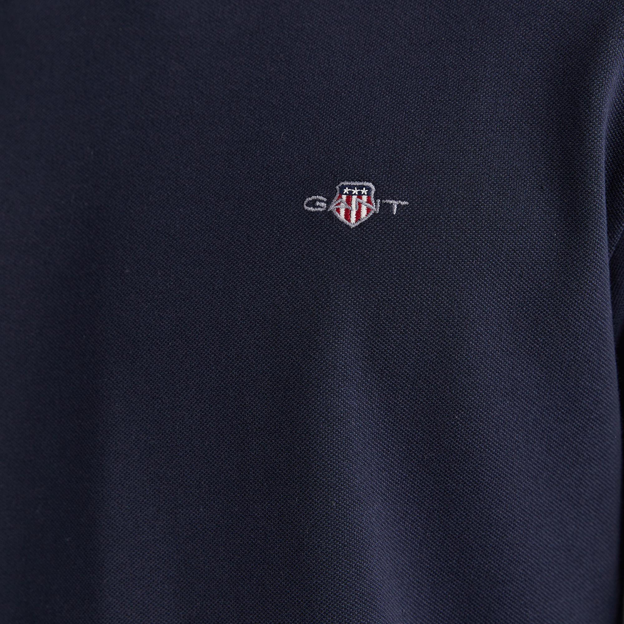 GANT Erkek Lacivert Slim Fit Bisiklet Yaka Uzun Kollu T-Shirt