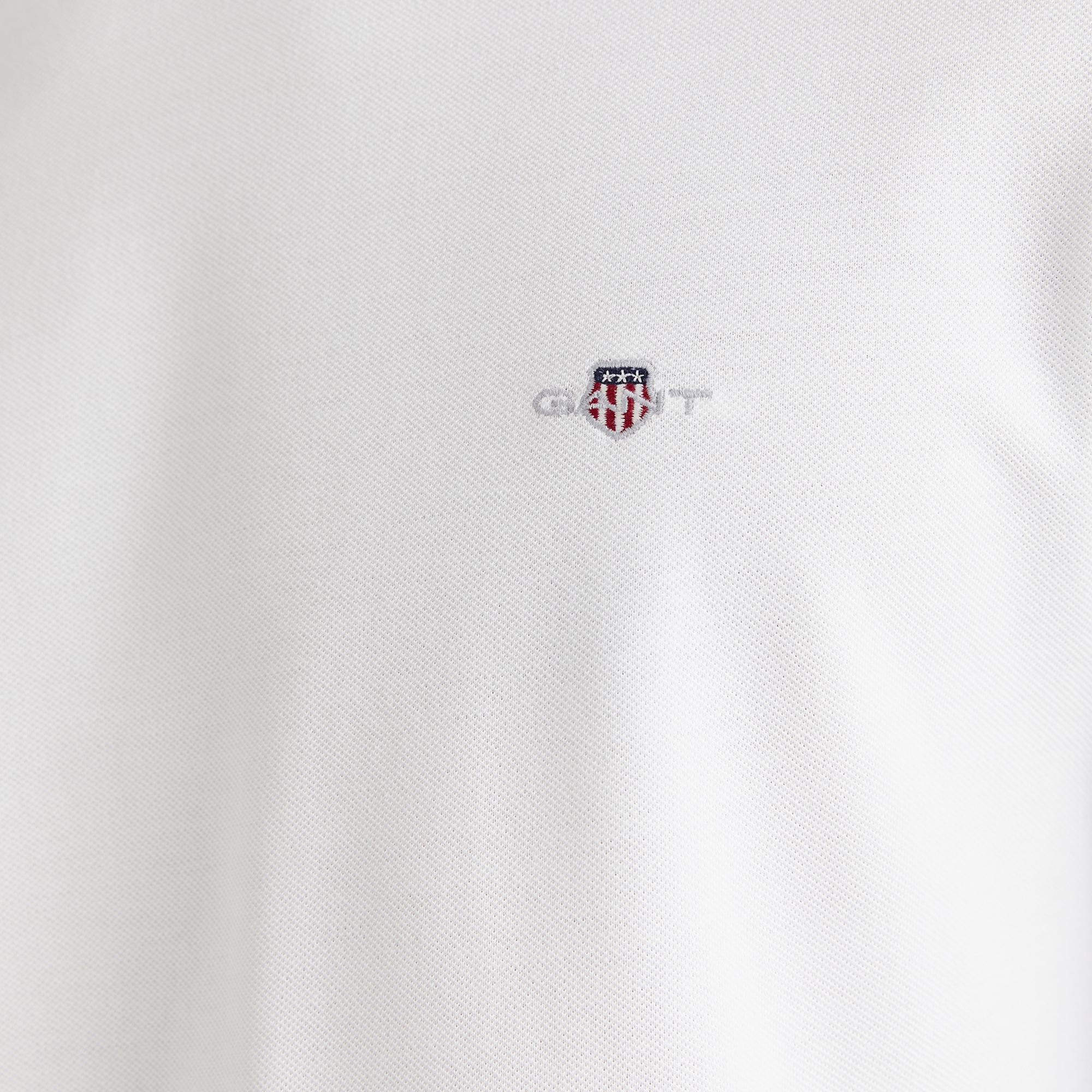 GANT Erkek Beyaz Slim Fit Bisiklet Yaka Uzun Kollu T-Shirt