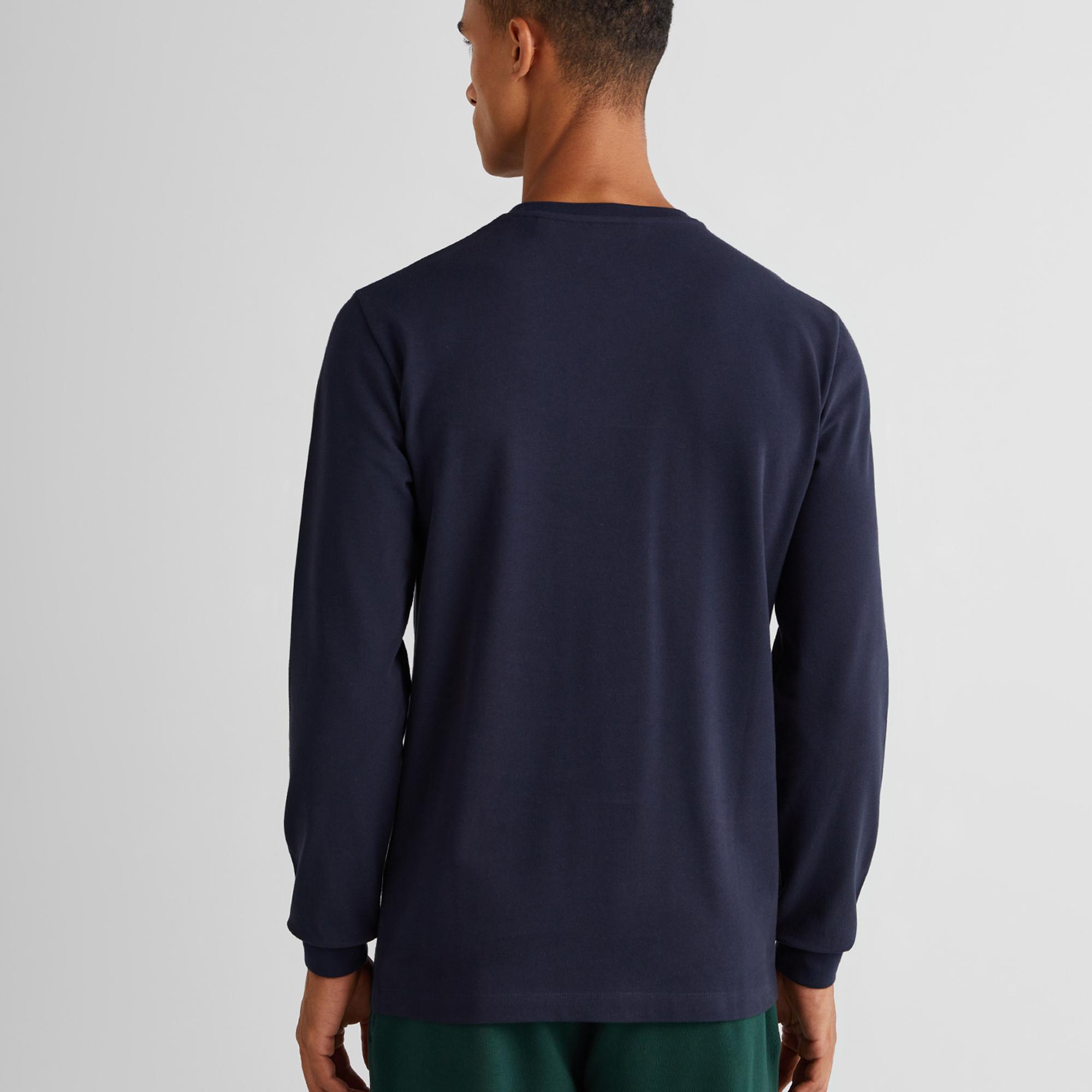 GANT Erkek Lacivert Slim Fit Bisiklet Yaka Uzun Kollu T-Shirt