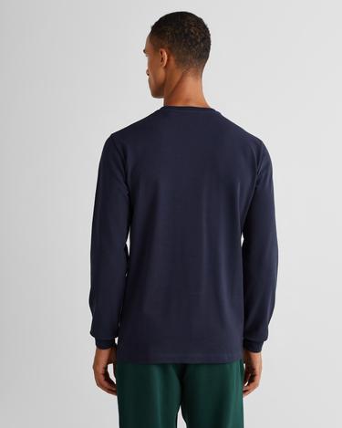  GANT Erkek Lacivert Slim Fit Bisiklet Yaka Uzun Kollu T-Shirt