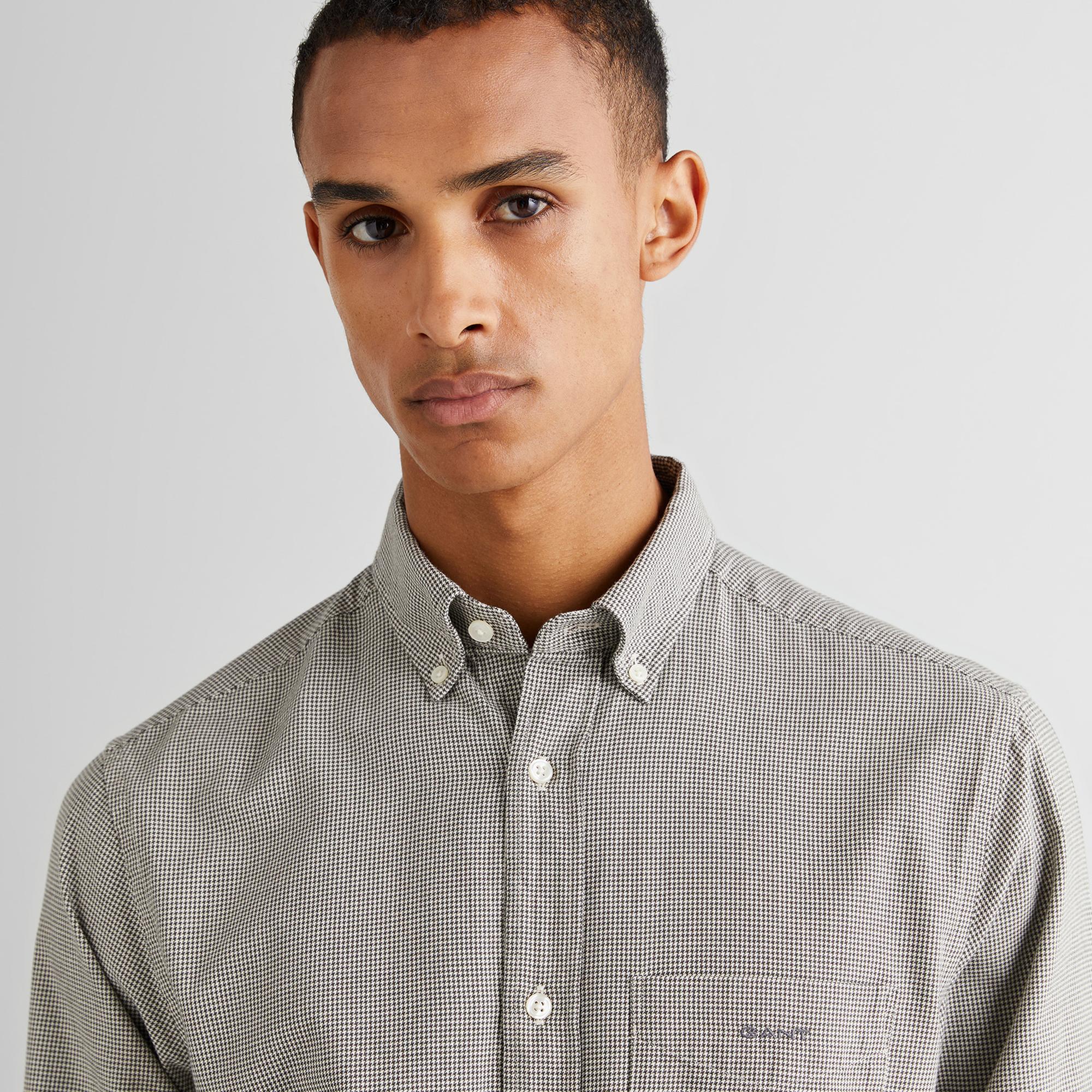 GANT Erkek Gri Regular Fit Düğmeli Yaka Kareli Gömlek
