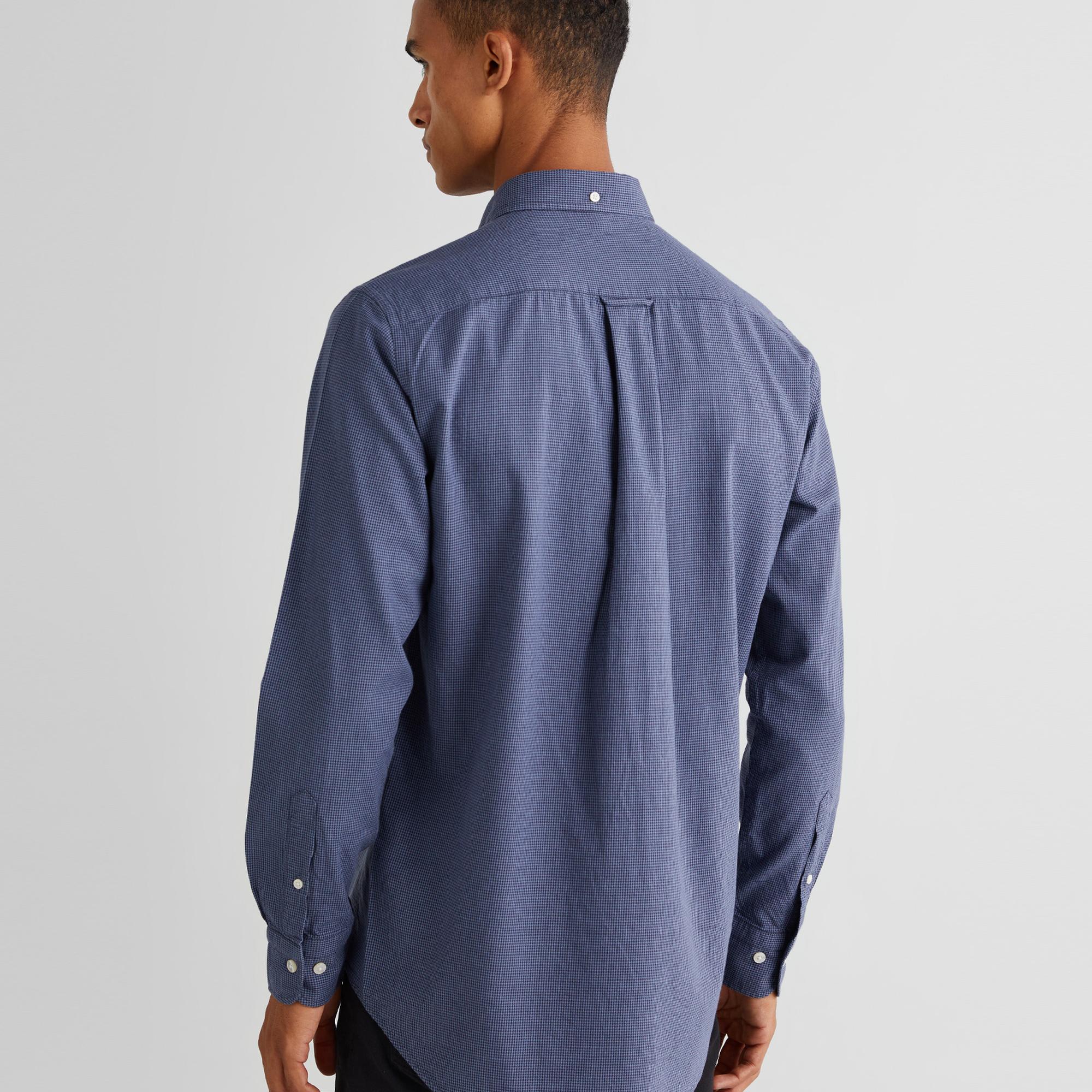 GANT Erkek Lacivert Regular Fit Düğmeli Yaka Kareli Gömlek