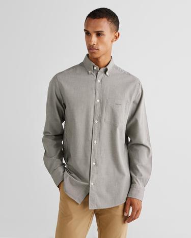  GANT Erkek Gri Regular Fit Düğmeli Yaka Kareli Gömlek