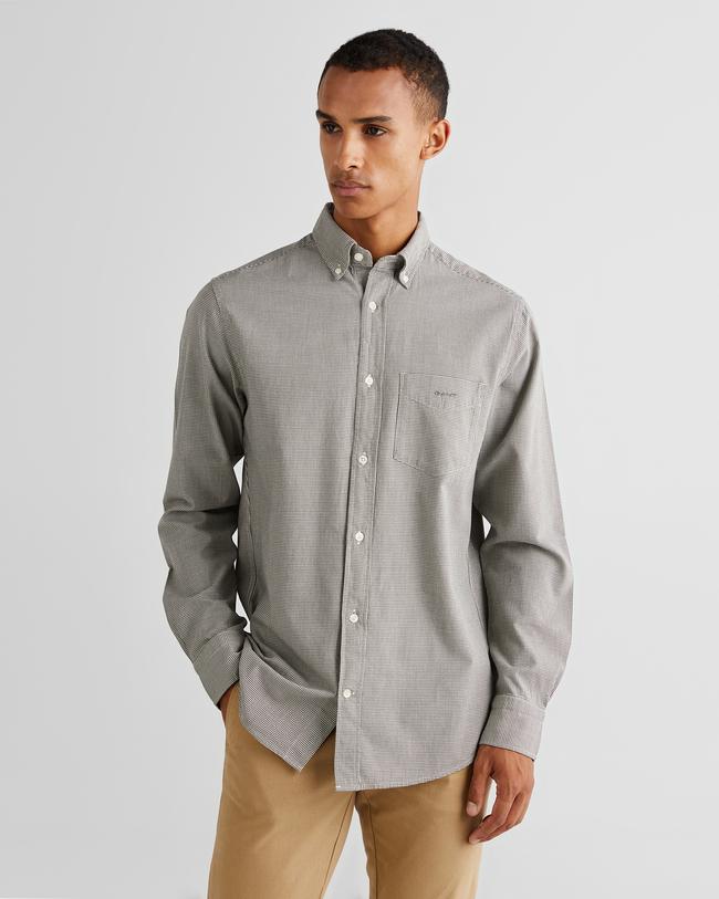  GANT Erkek Gri Regular Fit Düğmeli Yaka Kareli Gömlek