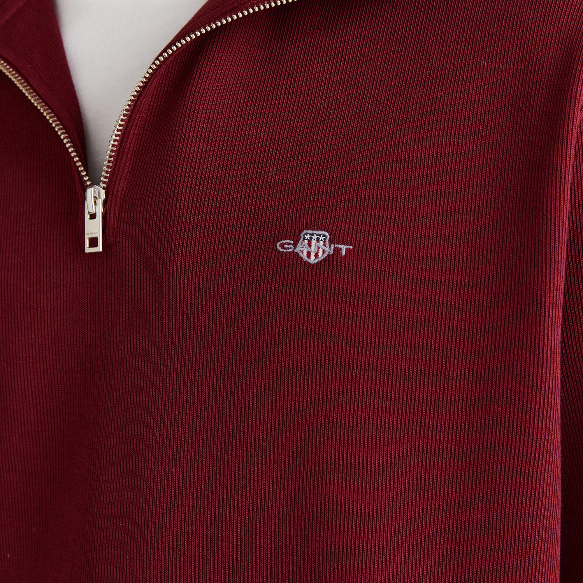 GANT Erkek Bordo Regular Fit Yarım Fermuarlı Sweatshirt
