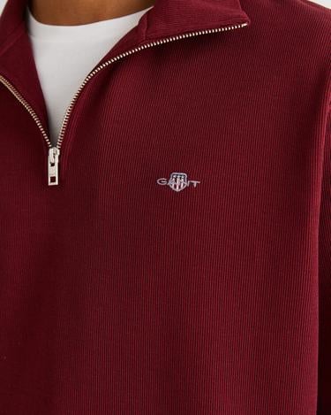  GANT Erkek Bordo Regular Fit Yarım Fermuarlı Sweatshirt