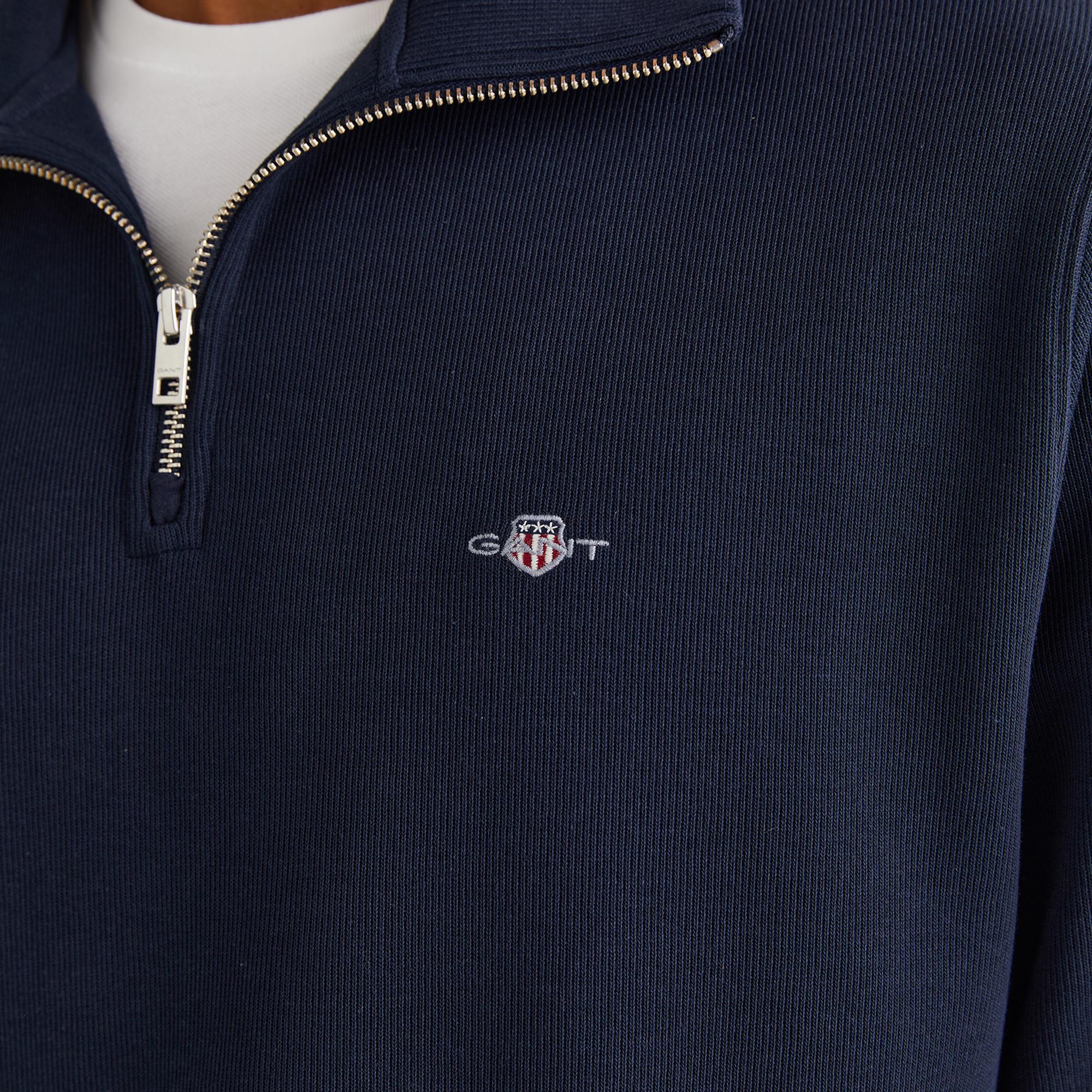 GANT Erkek Lacivert Regular Fit Yarım Fermuarlı Sweatshirt