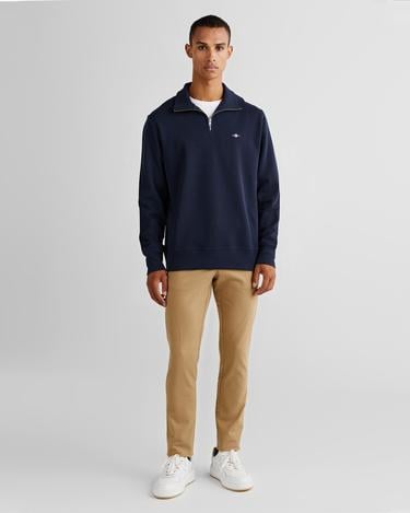  GANT Erkek Lacivert Regular Fit Yarım Fermuarlı Sweatshirt