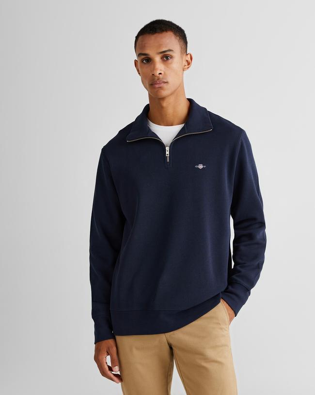  GANT Erkek Lacivert Regular Fit Yarım Fermuarlı Sweatshirt