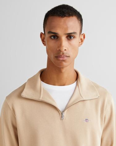 GANT Erkek Bej Regular Fit Yarım Fermuarlı Sweatshirt