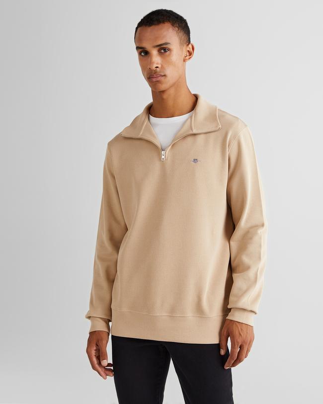  GANT Erkek Bej Regular Fit Yarım Fermuarlı Sweatshirt