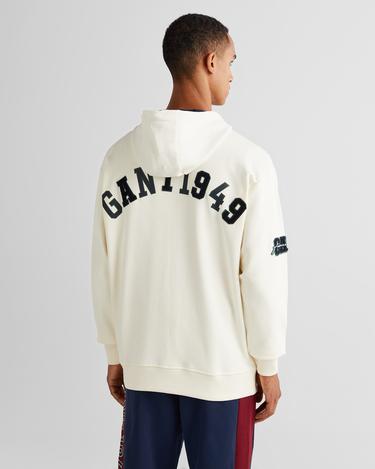  GANT Erkek Krem Relaxed Fit Kapüşonlu Logolu Sweatshirt