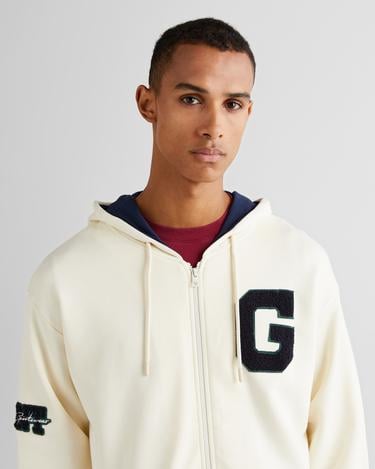  GANT Erkek Krem Relaxed Fit Kapüşonlu Logolu Sweatshirt