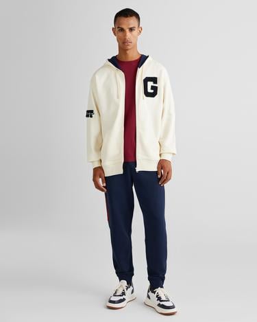  GANT Erkek Krem Relaxed Fit Kapüşonlu Logolu Sweatshirt