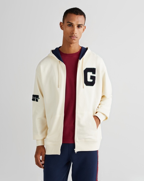 GANT Erkek Krem Relaxed Fit Kapüşonlu Logolu Sweatshirt