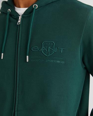  GANT Erkek Yeşil Regular Fit Kapüşonlu Logolu Sweatshirt