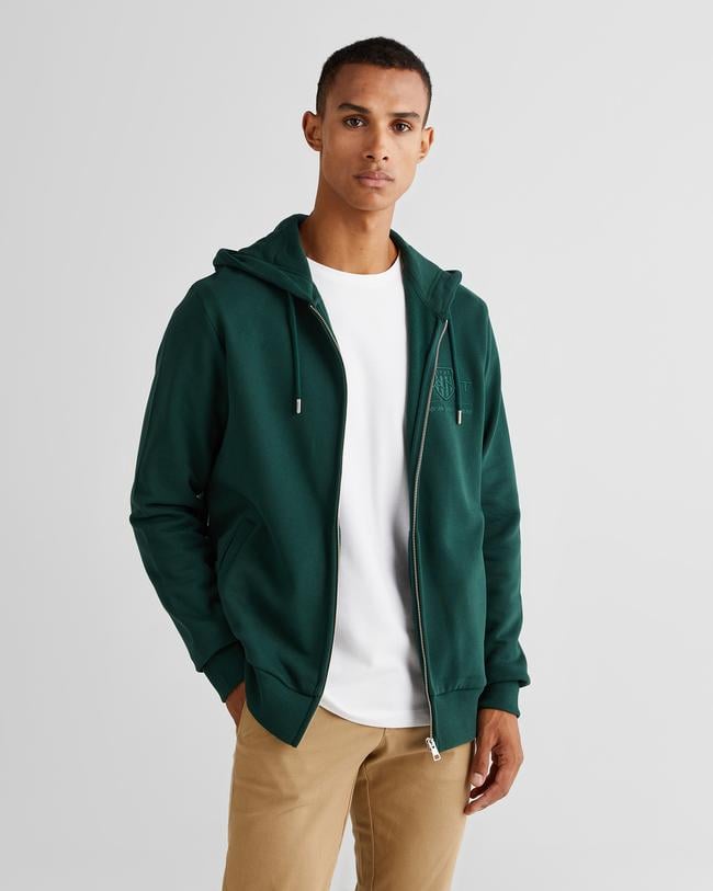  GANT Erkek Yeşil Regular Fit Kapüşonlu Logolu Sweatshirt