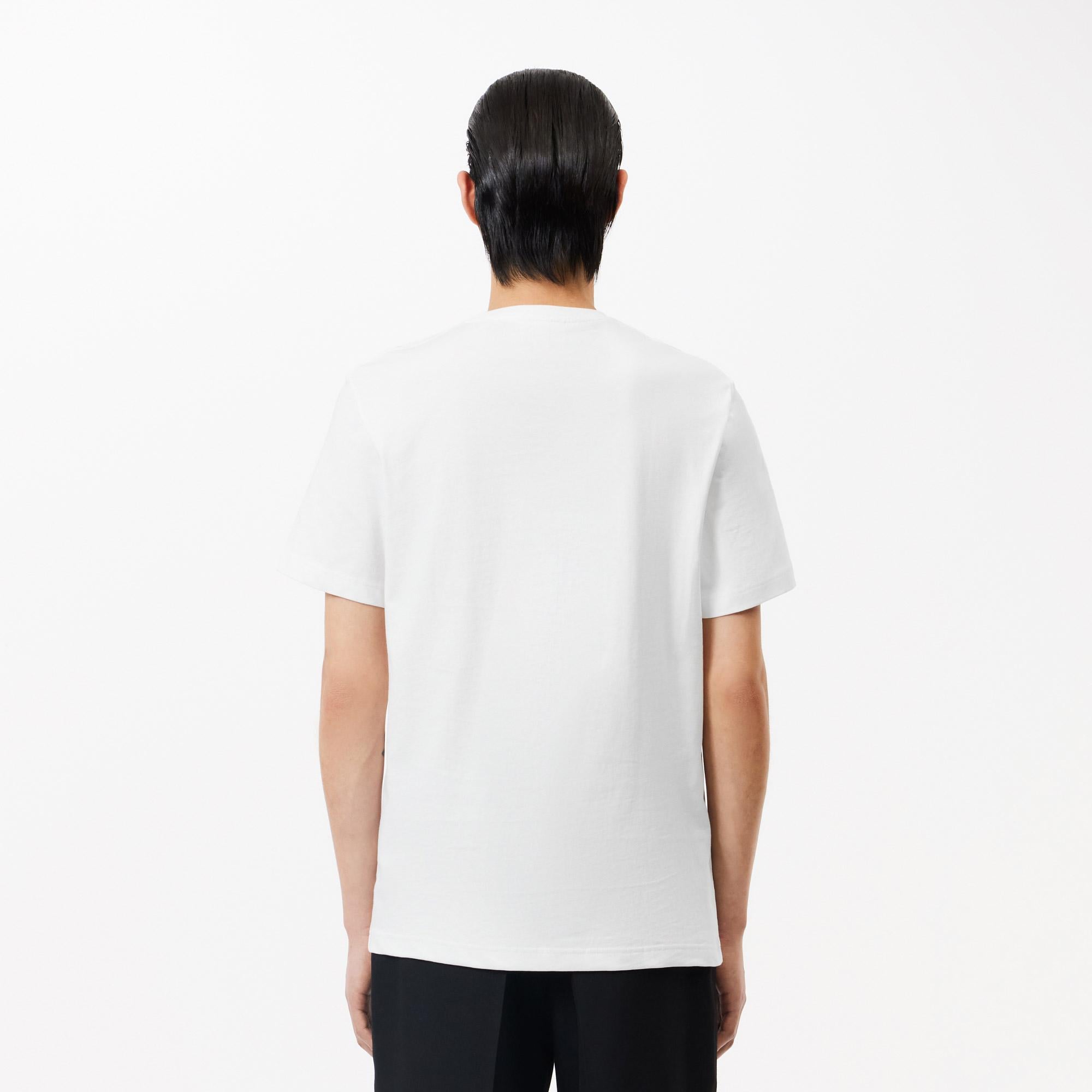 Erkek Regular Fit Bisiklet Yaka Baskılı Beyaz T-Shirt