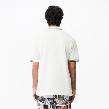  Lacoste L.12.12 Erkek Classic Fit Baskılı Bej Polo