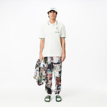  Lacoste L.12.12 Erkek Classic Fit Baskılı Bej Polo