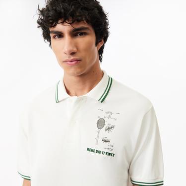  Lacoste L.12.12 Erkek Classic Fit Baskılı Bej Polo