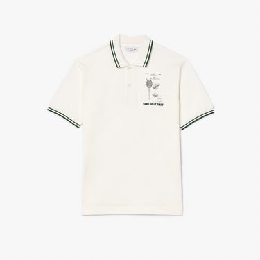 Lacoste L.12.12 Erkek Classic Fit Baskılı Bej Polo
