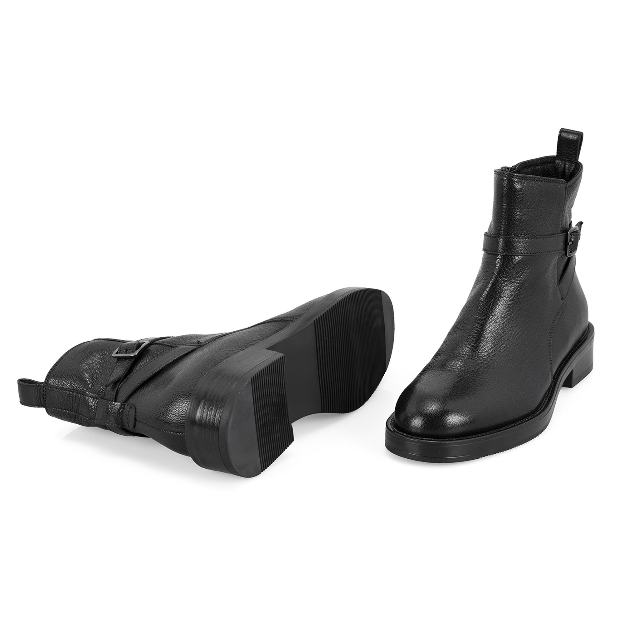 Kadın Siyah Toka Aksesuarlı Deri Bot