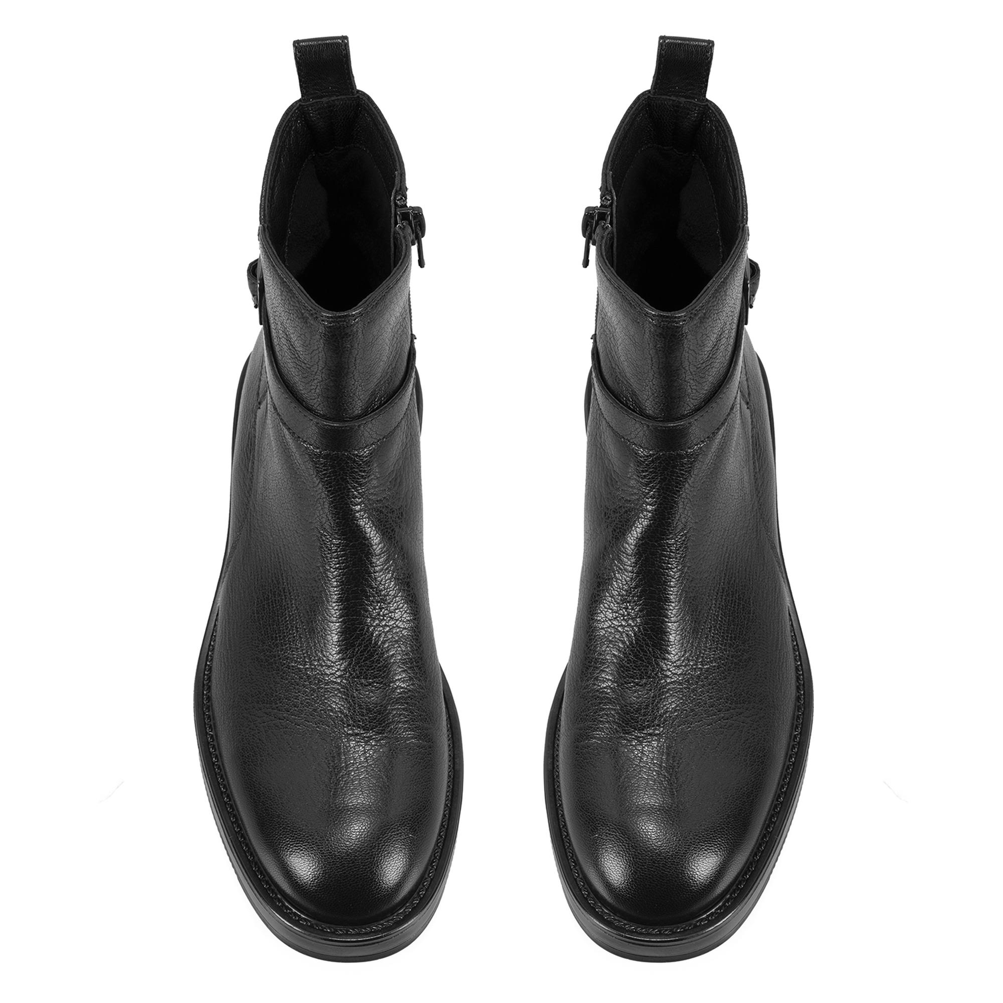 Kadın Siyah Toka Aksesuarlı Deri Bot