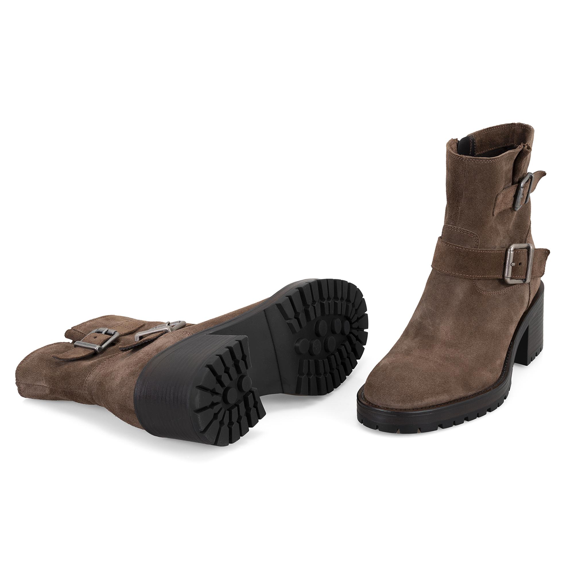 Brices Kemer Aksesuarlı Taba Kadın Topuklu Süet Bot