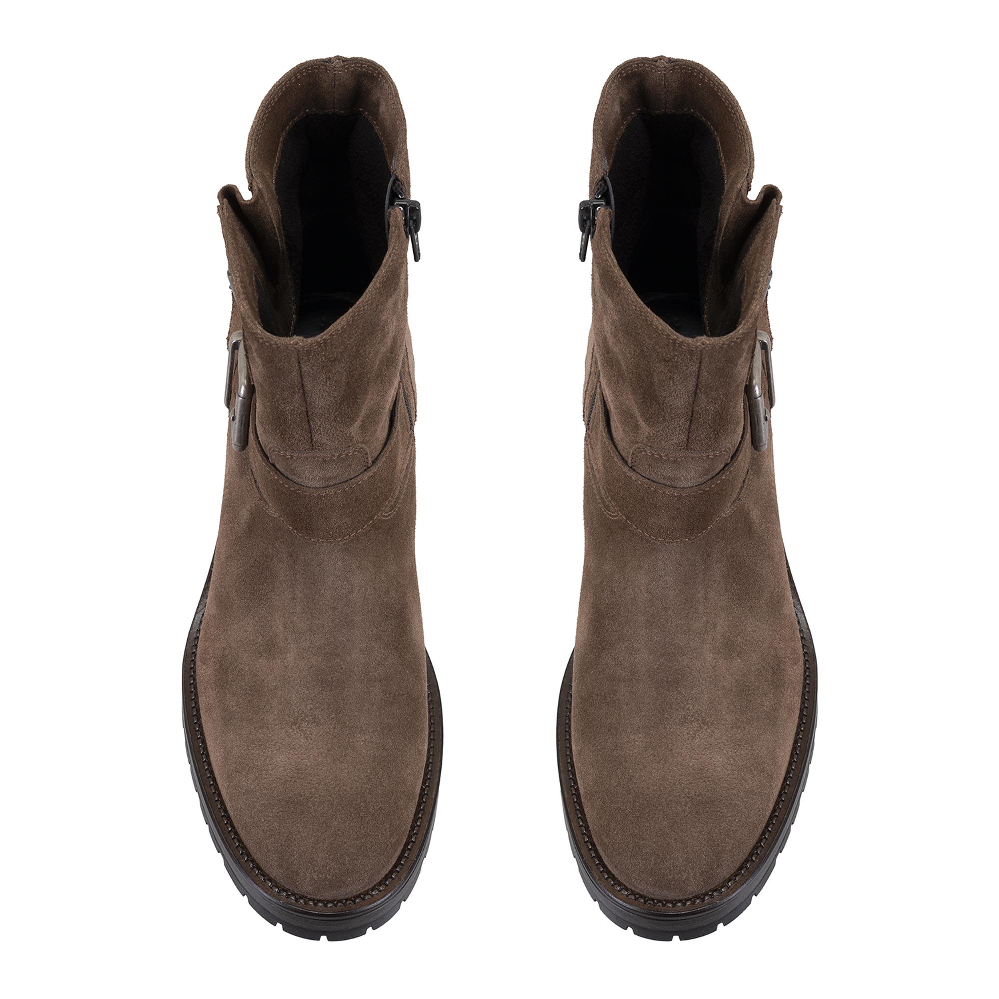 Brices Kemer Aksesuarlı Taba Kadın Topuklu Süet Bot