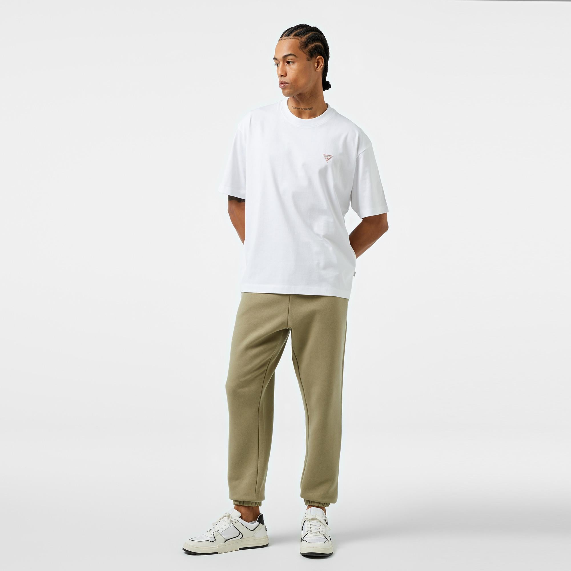 Guess Mini Tri Mid Organic Heavy Jersey 205 Erkek Beyaz T-Shirt