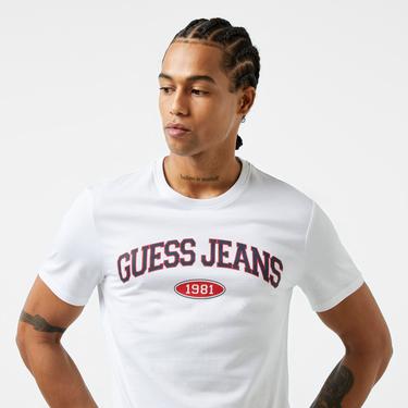 Guess Slim Guess Organic Cotton 160Gsm Erkek Beyaz T-Shirt